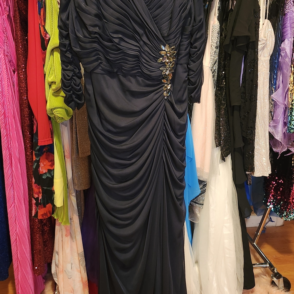 Adrianna Papell Midnight Blue Embellished Maxi Dress